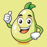 Smiling Pear Character Showing Thumbs Up For Freshness And Quality vector