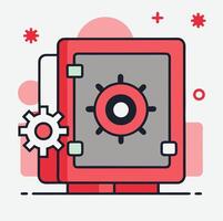 Conceptual Illustration Of Safe Box With Gear Mechanism Isolated On White vector