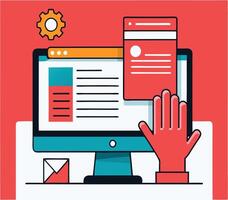 Website Design And Development With Hand Interaction Illustration For Creative Projects vector