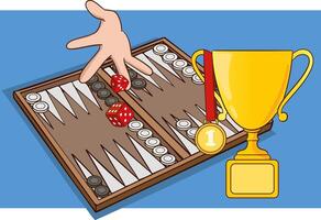 Backgammon on a white background. Backgammon table game for entertainment. Backgammon tournament vector