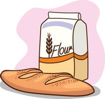 Illustration of Flour Package and Breads on White Background vector