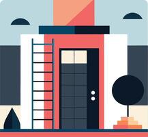 Modern Building Facade Geometric Shapes Abstract Architecture Design Illustration Art vector