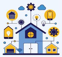Smart Home Automation Concept With Interconnected Devices And Technology Illustration vector