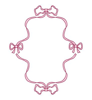 Flat doodle style coquette ribbon frame with bows. Perfect for wedding, anniversary cards, party invitations. Hand drawn illustration.
