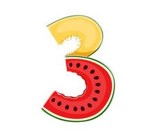 Cartoon farm font type, fruit number in typeface vector