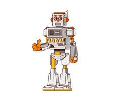 Vintage robot and bot groovy funny character vector