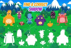 Find a correct shadow of funny monster characters vector