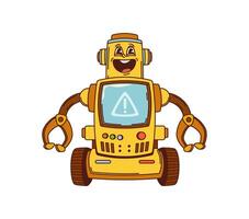 Cartoon groovy robot and droid character vector