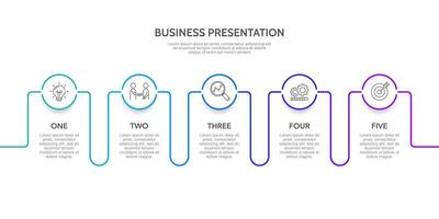 Simple Infographic Business Presentation. 5 Steps to Success. Plan, Information, Workflow and Strategy. vector