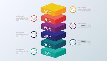 3D Layered Infographic Showing Percentage Status vector