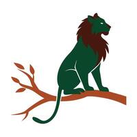 Lion Silhouette on Tree Branch Illustration vector