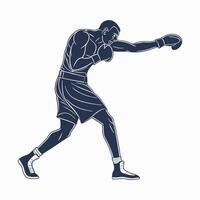 One full-length boxer on white with black background elements. vector