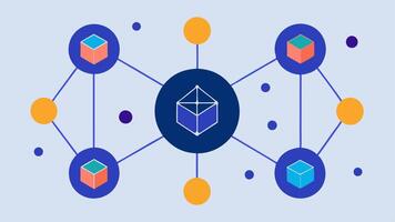 Node Diversity Various abstract shapes representing nodes such as triangles squares and circles interconnected to depict the heterogeneity of blockchain participants.. vector