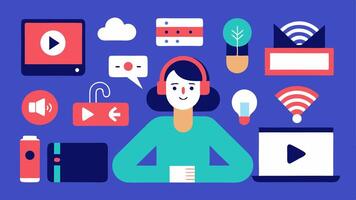 These s collectively capture the theme of how streaming services are disrupting traditional forms of media showcasing various facets of this transformation.. vector