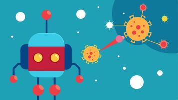 Inflammation Relief A nanobot releasing antiinflammatory substances around inflamed tissue while communicating with nearby cells visually distinct from surrounding cells.. vector