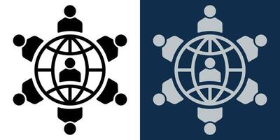 Connected World Community Icon. Global Network Community Icon. Teamwork, Collaboration and Connection Symbol. Worldwide Communication, Social Network and Internet People Concept in Minimal Style vector