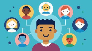 Multicultural Emotion Detection Faces of diverse individuals showcasing various emotions connected to an AI system that symbolizes the interpretation of emotions from different. vector