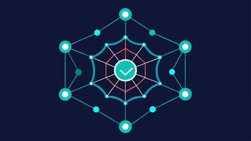 Interconnected Web A spider weblike illustration with nodes at various junctions showing the intricate connections and decentralized nature of the blockchain.. vector