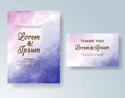 Watercolor calligraphy wedding invitation with script font vector