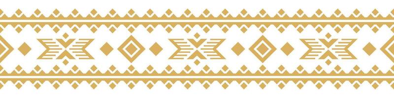 Aztec Retro Tribal Border with Geometric Gold Ethnic Pattern Elements. vector