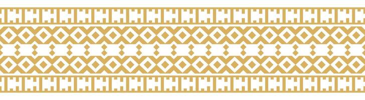 Geometric Ethnic Pattern and Retro Gold Tribal Border in Aztec Style. vector