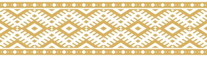 Retro Gold Aztec Border Combined with Geometric Tribal Ethnic Pattern. vector