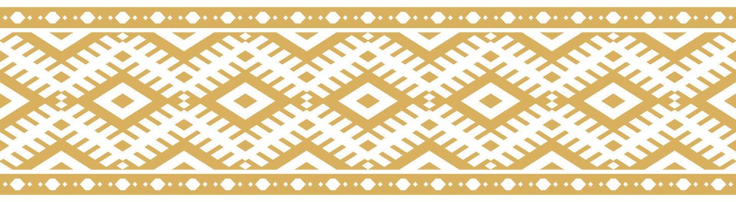 Retro Gold Aztec Border Combined with Geometric Tribal Ethnic Pattern.