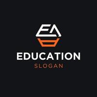 Modern Logo of Letters E and A in Hexagon Shape on Black Background vector