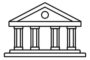 Simple black and white illustration of a classical style building. vector
