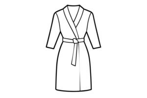 Elegant outline drawing of a classic wrap robe. vector