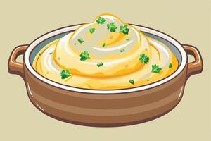 Mashed Potatoes in a Pan, Ready to Serve vector