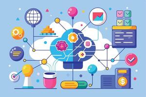 Cloud Computing and AI Concept Illustration vector