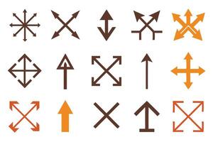 Collection of directional arrow icons in various directions and styles. vector