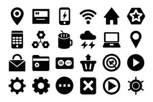 Flat Black Icon Set for Technology and Web Design vector