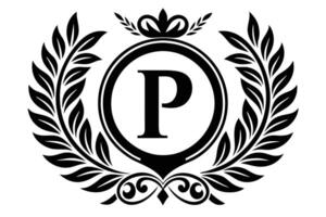Elegant Monogram P Design with Laurel Wreath vector