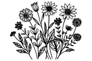A black and white floral design for various uses. vector