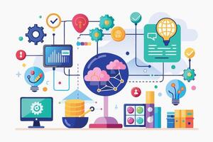 A cloud Computing and AI Concept Illustration vector