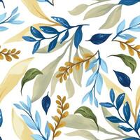 Continuous watercolor leaf motif with a magical theme for backgrounds vector