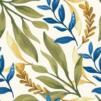 Soft watercolor enchanted foliage background in repeat pattern vector