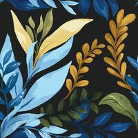 Watercolor leaf pattern with an enchanted vibe for background use vector