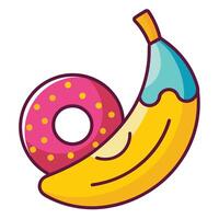 Fun Dessert Character Art with Banana and Donut Elements vector