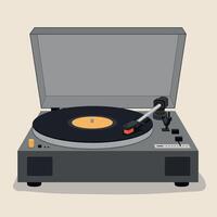 Vintage Record Player in Minimal Design with Open Lid in Retro Illustration vector