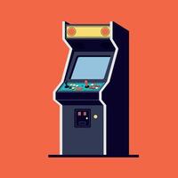 Classic Arcade Machine with Joystick and Buttons in Retro Flat Style Illustration vector
