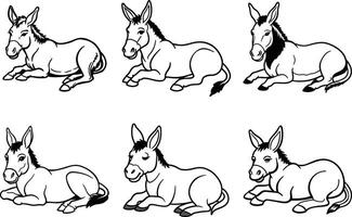 a donkey is shown in different positions vector