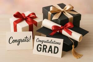 Graduation Gifts and Cards on a Table Creating a Celebratory Atmosphere for Graduates photo