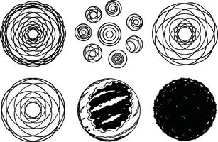 Doodle Textures and Round Abstract Shapes Set vector