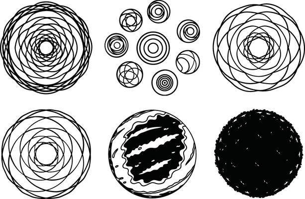Doodle Textures and Round Abstract Shapes Set