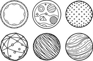 Isolated Abstract Circular Doodle Textures Set vector