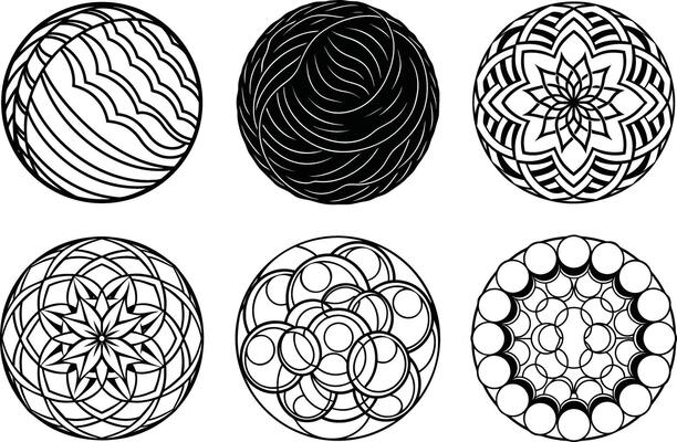 Abstract Circle Doodles and Texture Elements Set
