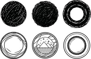 Collection of Round Hand Drawn Textures and Scribbles vector